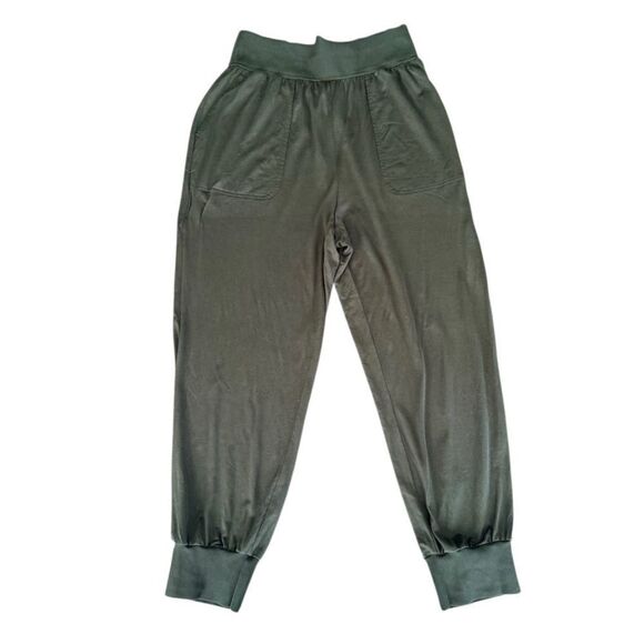 Theory Ribbed Cuff Jogger in Silk Jersey Thyme Green Large - Picture 2 of 7